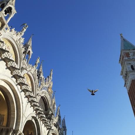 The blue sky over Saint-Mark's square in Venice